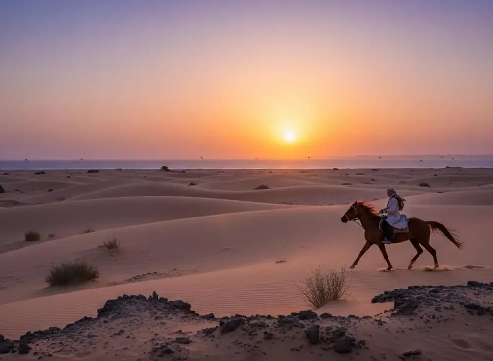 Horse experience in Hurghada with Red Sea coastline, desert scenery and beautiful Egyptian landscape