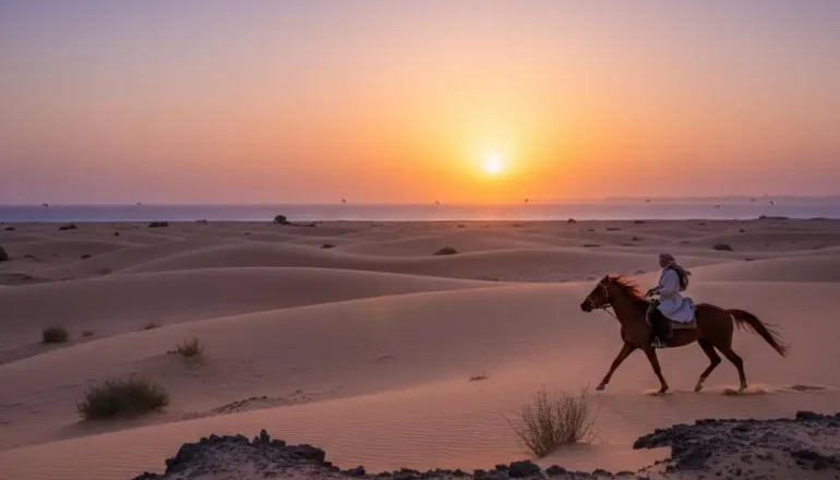 Horse experience in Hurghada with Red Sea coastline, desert scenery and beautiful Egyptian landscape