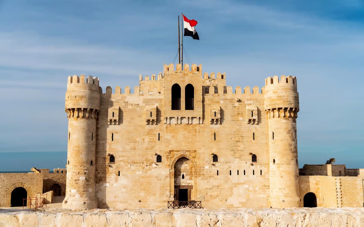 Qaitbay Citadel and Mediterranean Sea in Alexandria Egypt during a historical day trip from Cairo