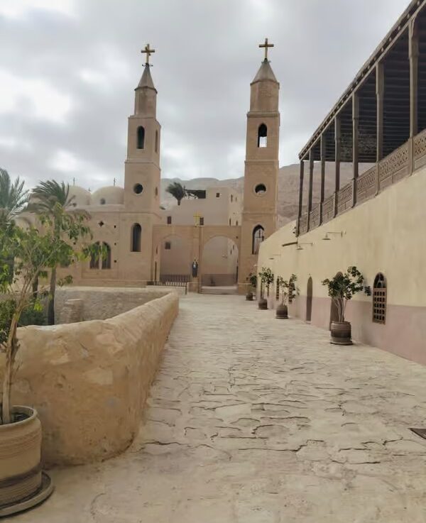 St. Anthony and St. Paul monasteries in Egypt surrounded by the dramatic Eastern Desert mountains and historic Christian architecture