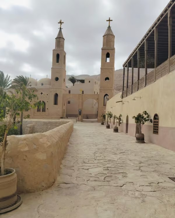 St. Anthony and St. Paul monasteries in Egypt surrounded by the dramatic Eastern Desert mountains and historic Christian architecture