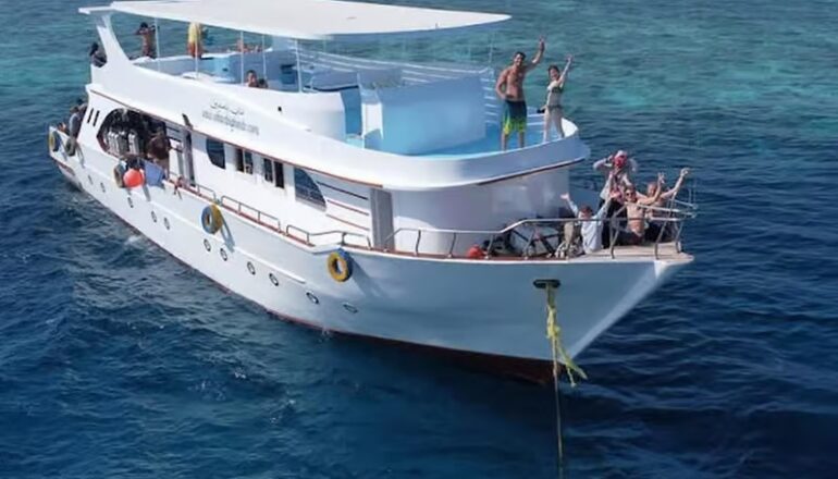 Steigenberger Omar El Khayam luxury cruise sailing across Lake Nasser between Aswan and Abu Simbel in Egypt