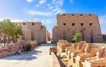 Karnak Temple in Luxor illuminated at night during the spectacular Sound and Light Show in Egypt