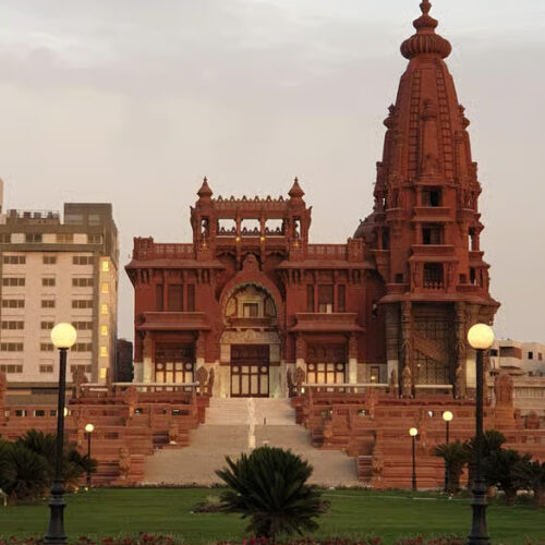 Baron Palace: Baron Empain Palace in Cairo, Egypt, featuring distinctive Indian-inspired architecture and an iconic tower.
