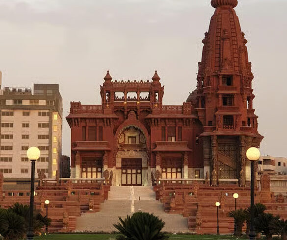Baron Palace: Baron Empain Palace in Cairo, Egypt, featuring distinctive Indian-inspired architecture and an iconic tower.
